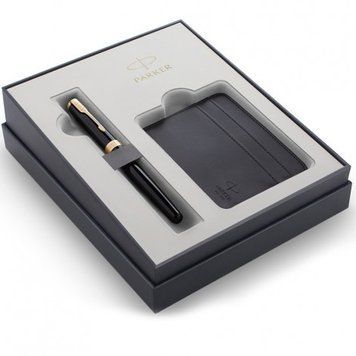 Набір Parker SONNET Black Lacquer GT FP M (перова ручка + картхолдер) 86 015b220 фото