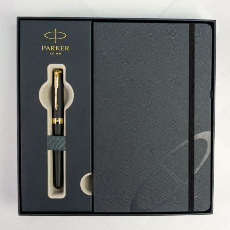 Набор Parker SONNET Matte Black Lacquer GT FP F (перьевая ручка + блокнот Parker) 84 811b24 фото