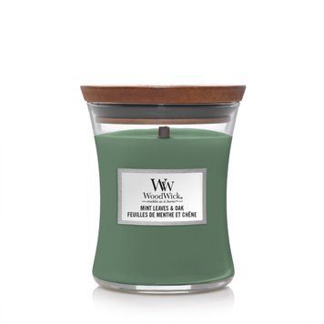 Ароматична свічка Woodwick Medium Mint leaves & Oak з нотами м'яти та дуба 275 г 1721697E фото