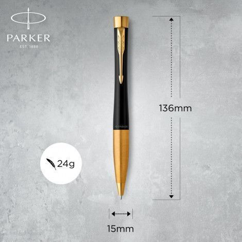 Ручка шариковая Parker URBAN Muted Black GT BP Трезубец на торце + Слава Україні 30035_T011y 30035_T011y фото